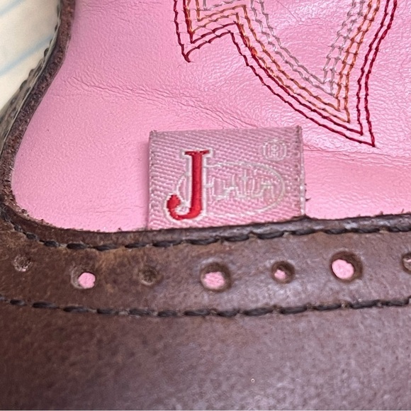 Justin gypsy cowgirl collection pink & brown round toe leather western boots - Picture 10 of 10